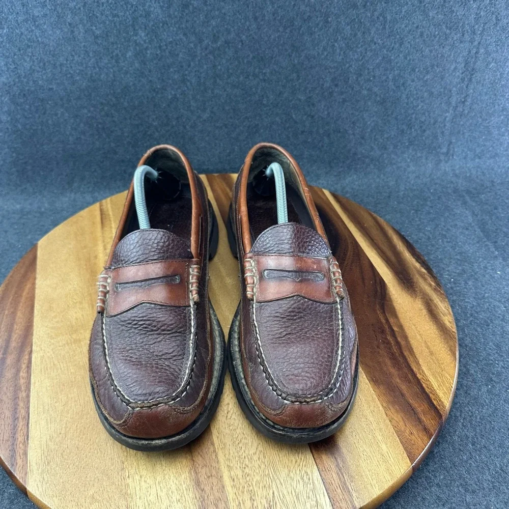 L.L. Bean Allagash Penny Loafers Bison Leather Lug Soles Moc Men Sz 11.5D